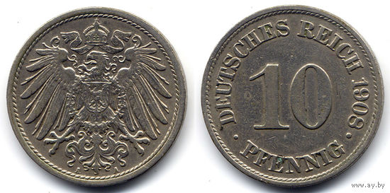10 пфеннигов 1908 A, Германия, Берлин
