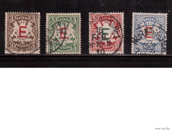 Германия(Бавария)-1908,(Мих.1-4) гаш.  ,Служебн., 4 марки