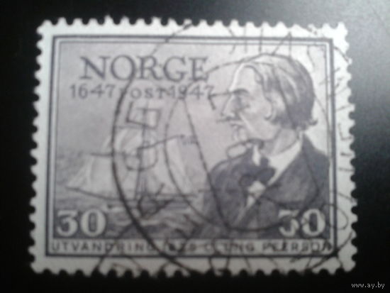 Норвегия 1947 300 лет почты персона, парусник