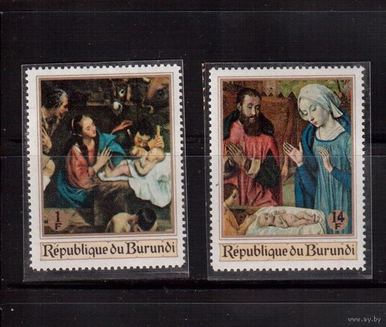 Бурунди-1967, (Мих.382,384)  ** , Искусство, Живопись, Рождество