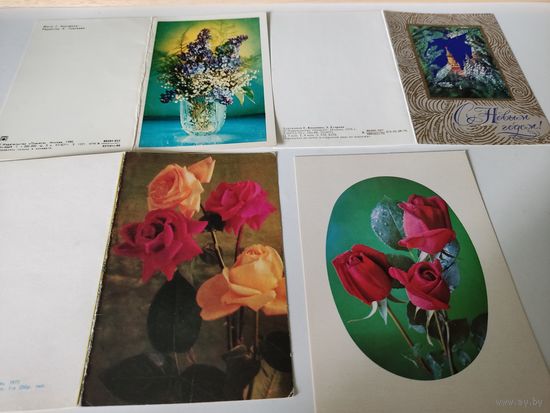 3 двойные открытки и 1 простая чистая - фото Г.Костенко 1970-е годы
