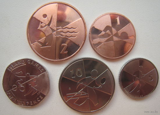 Гибралтар 1, 2, 5, 10, 20 пенсов 2019 г. XVIII Островные Игры. 5 монет