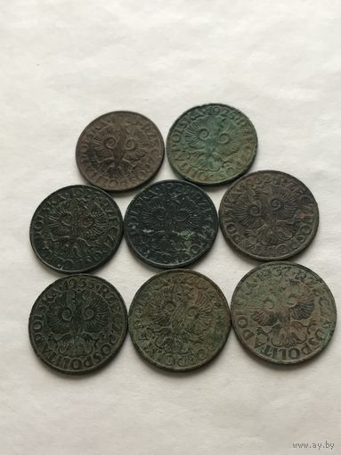 Польша до 1939, 8 монет по 2 гроша