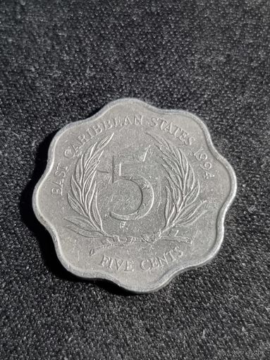 Восточные Карибы 5 центов 1994