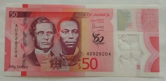 Ямайка 50 долларов 2022 г. 60 лет Независимости. Юбилейная. Полимер