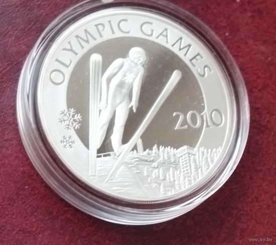 Серебро 0.925!Казахстан 100 тенге, 2009 XXI зимние Олимпийские Игры, Ванкувер - Прыжки на лыжах с трамплина