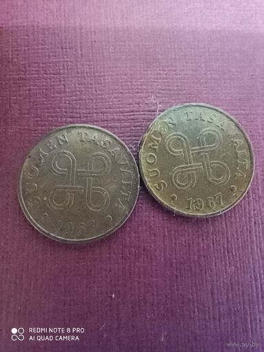 1 пенни 1967, Финляндия (2 шт)