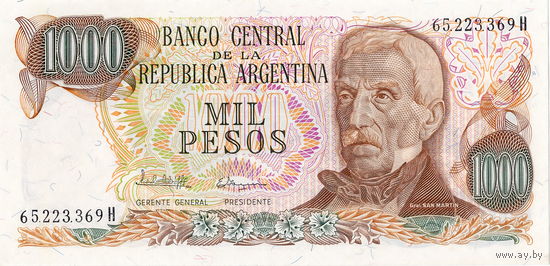 Аргентина, 1 000 песо обр. 1976 г., UNC