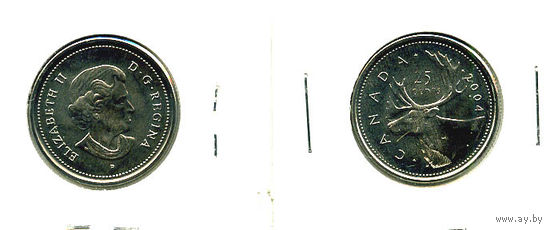 Канада 25 центов 2004 ОЛЕНЬ АЦ UNC QUARTER