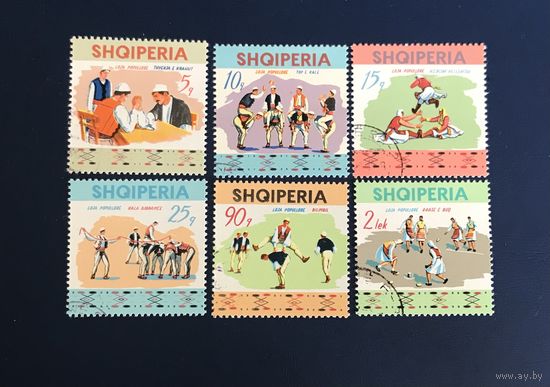 Албания 1972 год Спорт Первый Национальный Фестиваль Народных Игр Полная Серия Mi:1570-1575 Гашеные