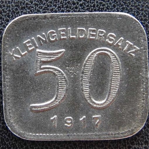 YS: Германия, Ludwigsburg, 50 пфеннигов 1917, нотгельд города Людвигсбург, железо, Funck# 307.2