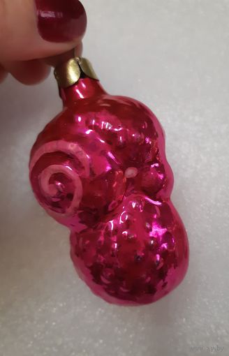 Игрушка ёлочная розовый Барашек (Овен), стекло. СССР