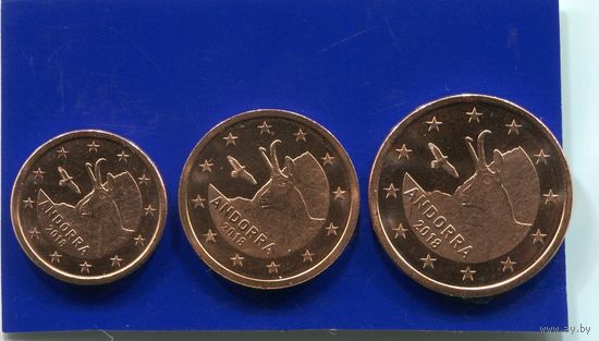 Андорра 3 монеты ( 1+2+5 ) евроцентов  2018, UNC