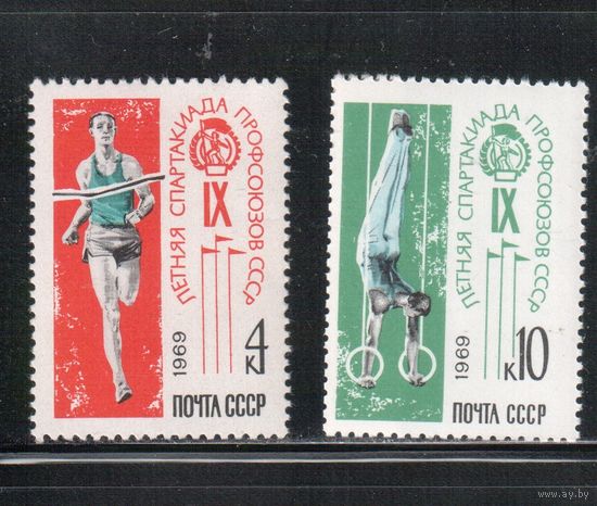 СССР-1969, (Заг.3706-3707), **  , Спорт, Спартакиада