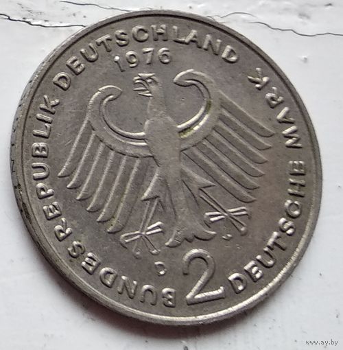 Германия 2 марки, 1976 "D" - Мюнхен Теодор Хойс 1-3-13