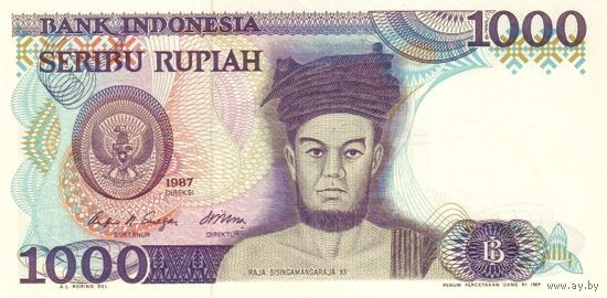 Индонезия 1000 рупий образца 1987 года UNC p124