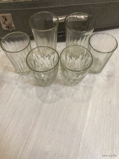 Граненые стаканы из СССР, целые, 6 штук