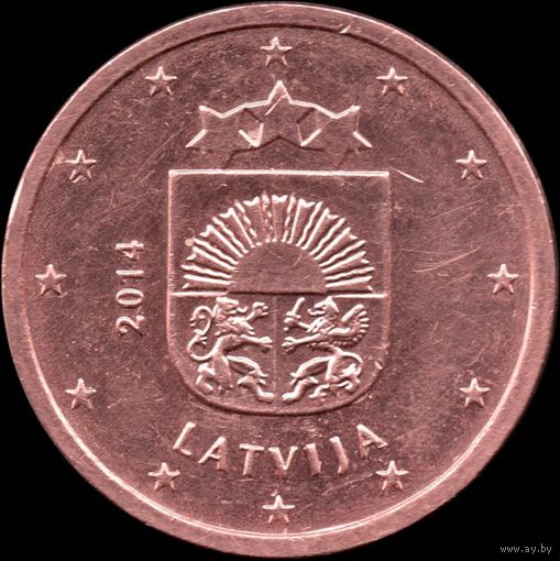 Латвия 2 евроцента 2014 г. КМ#151 (16-3)