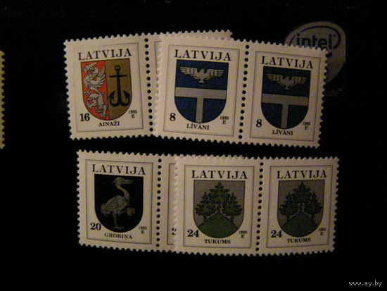 Латвия 1995 гербы городов МИХ 399-402