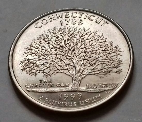 25 центов, квотер США, штат Коннектикут, P D