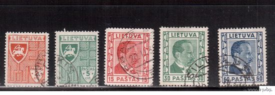 Литва-1936 (Мих.408-412)  гаш.   , Стандарт, Герб, Президент, полная серия(1)