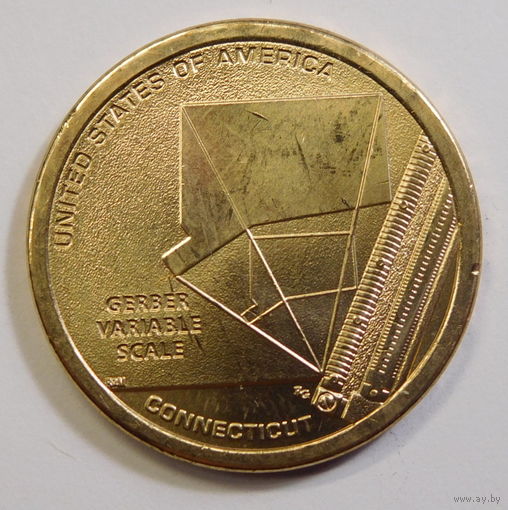 США 1 доллар 2020 Американские инновации Шкала Гербера Коннектикут Двор D и Р 6-я монета в серии.