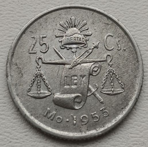Мексика 25 центаво 1953, серебро