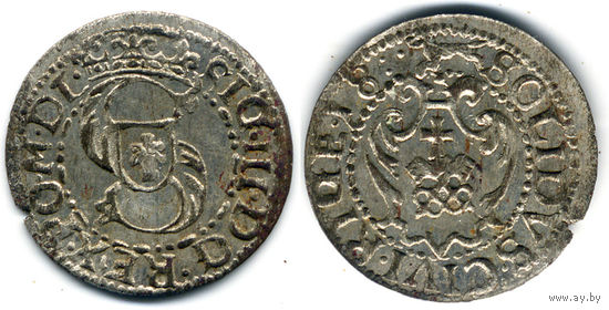 Шеляг 1618, Сигизмунд III Ваза, Рига. Вариант с окончанием легенды '18:.' на Рв., R2