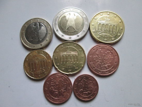 Полный ГОДОВОЙ набор евро монет Германия 2002 G (1, 2, 5, 10, 20, 50 евроцентов, 1, 2 евро)