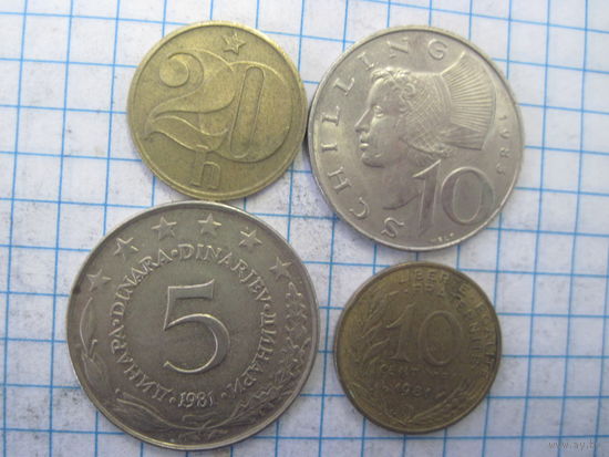 Четыре монеты/40 с рубля!