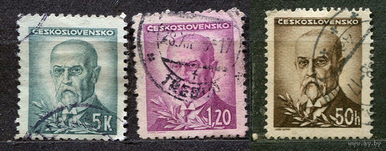 Президент Томаш Масарик. Чехословакия. 1945. Серия 3 марки