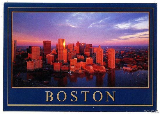 Сохрани себе частичку Америки. Boston. Skyline from harbor. 1986 год. Открытка США. Чистая