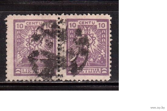 Литва-1923 (Мих.217)  гаш. , без ВЗ  , Стандарт, Крест, пара(2)