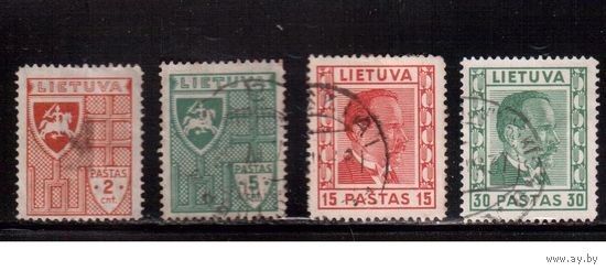 Литва-1936 (Мих.408-411)  гаш.   , Стандарт, Герб, Президент, 4 марки