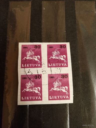 1991 Литва гашеный квартблок герб Погоня редкость (2-9)