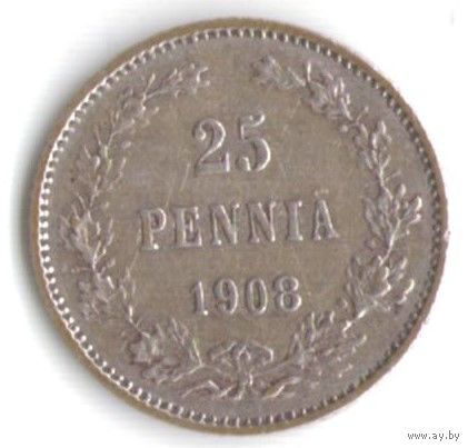 25 пенни 1908 год  _состояние ХF