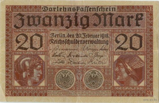 Германия. 20 марок. 1918 год