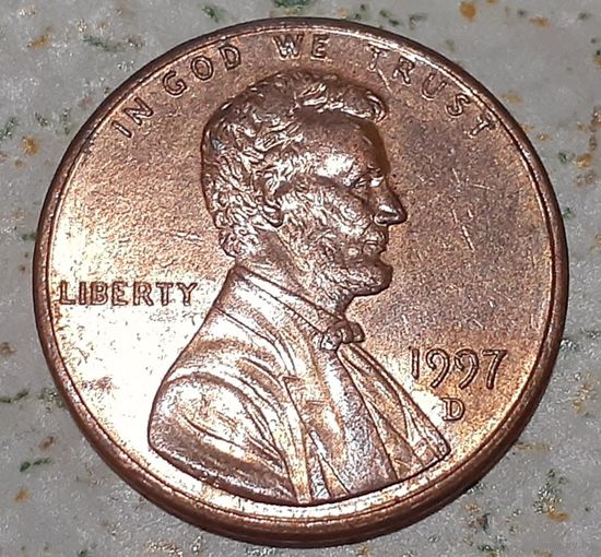 США 1 цент, 1997 Lincoln Cent Отметка монетного двора: "D" - Денвер (4-12-17)