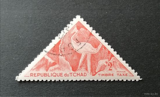 Чад 1962 Наскальная живопись.. Доплатная марка. Треугольные марки.