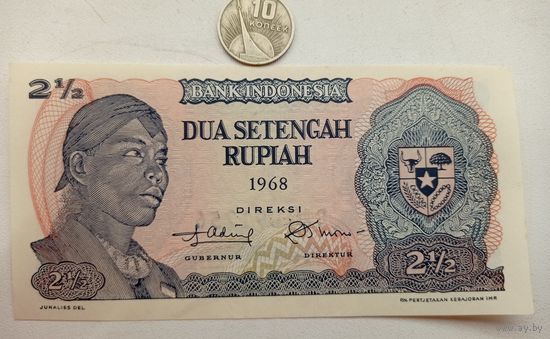 Werty71 Индонезия 2 1/2 Рупий 1968 2,5 рупии UNC банкнота