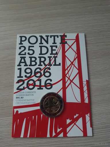 Монета Португалия 2 евро 2016 50 лет мосту им. 25 апреля BU БЛИСТЕР