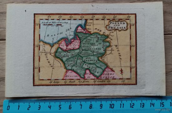 ВКЛ. Беларусь. Литва. Poland And Prussia 1796 miniatur map (color)