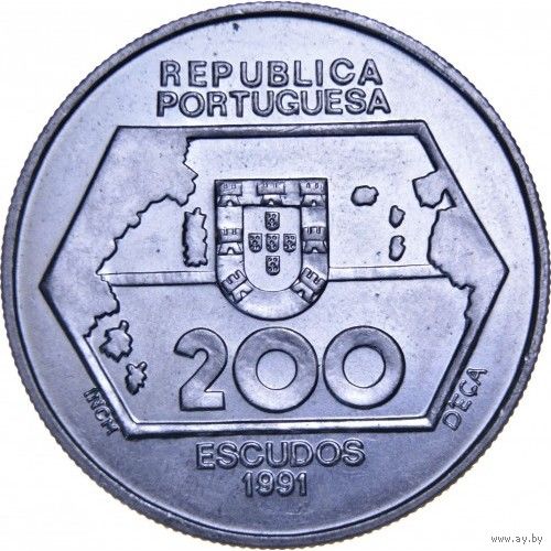 Португалия 200 эскудо, 1991 Навигация на запад UNC