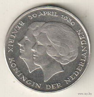 Нидерланды 1 гульден 1980 Коронация королевы Беатрис