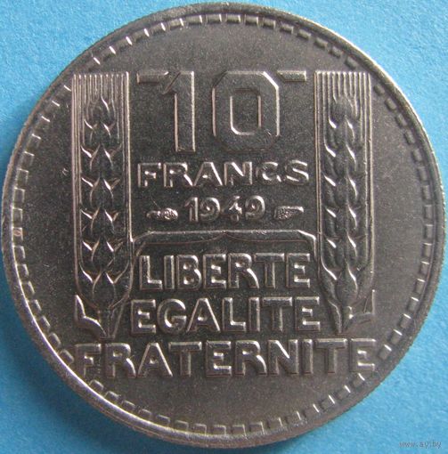 1k Франция 10 франков 1949 ТОРГ уместен  малая голова В ХОЛДЕРЕ распродажа коллекции