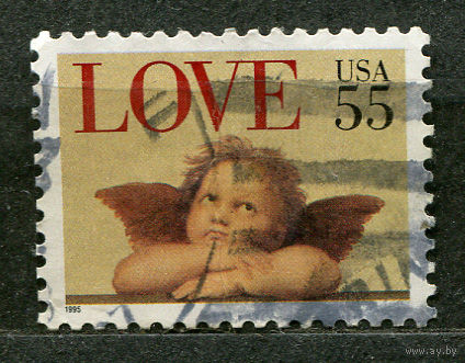 Ангел. Поздравительная марка. США. 1995