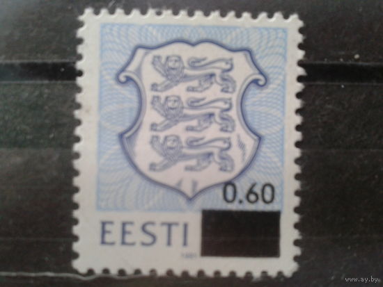 Эстония 1993 Стандарт, герб. Надпечатка 0,60**