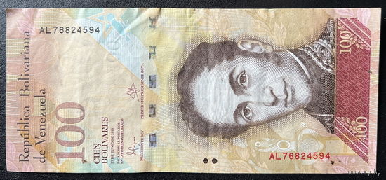 Банкнота 100 боливар 2015 г. Венесуэла