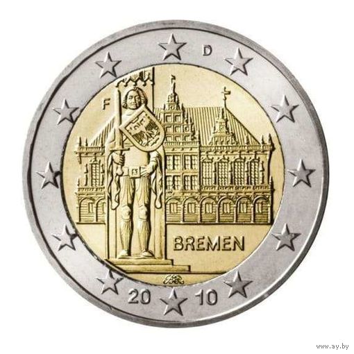 2 евро 2010 Германия G Бремен замок UNC