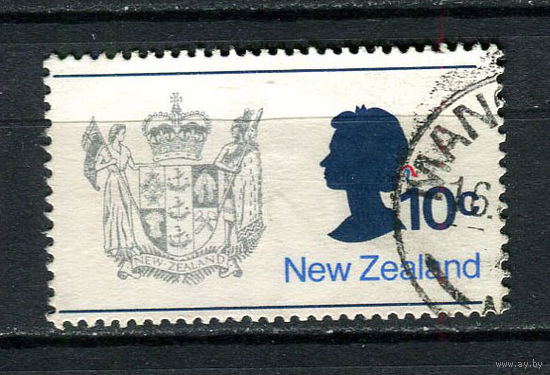 Новая Зеландия - 1970/1976 - Королева Елизавета II и герб 10С - [Mi.528Z] - 1 марка. Гашеная.  (Лот 46DZ)-T5P5
